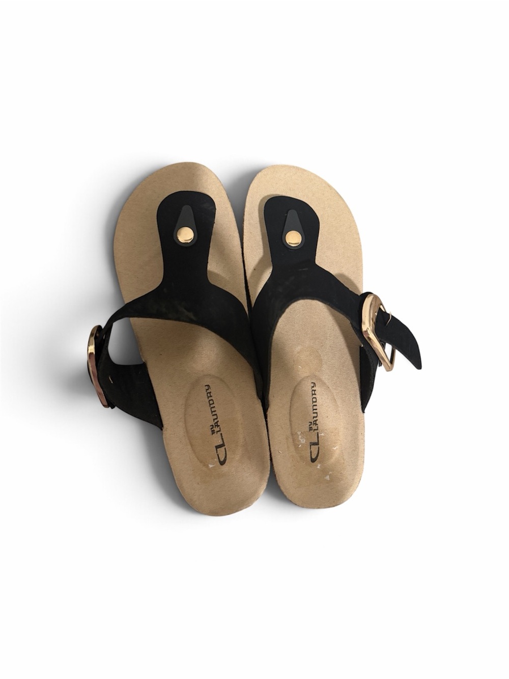 Comfort Sandal Thong with Buckle - Black
